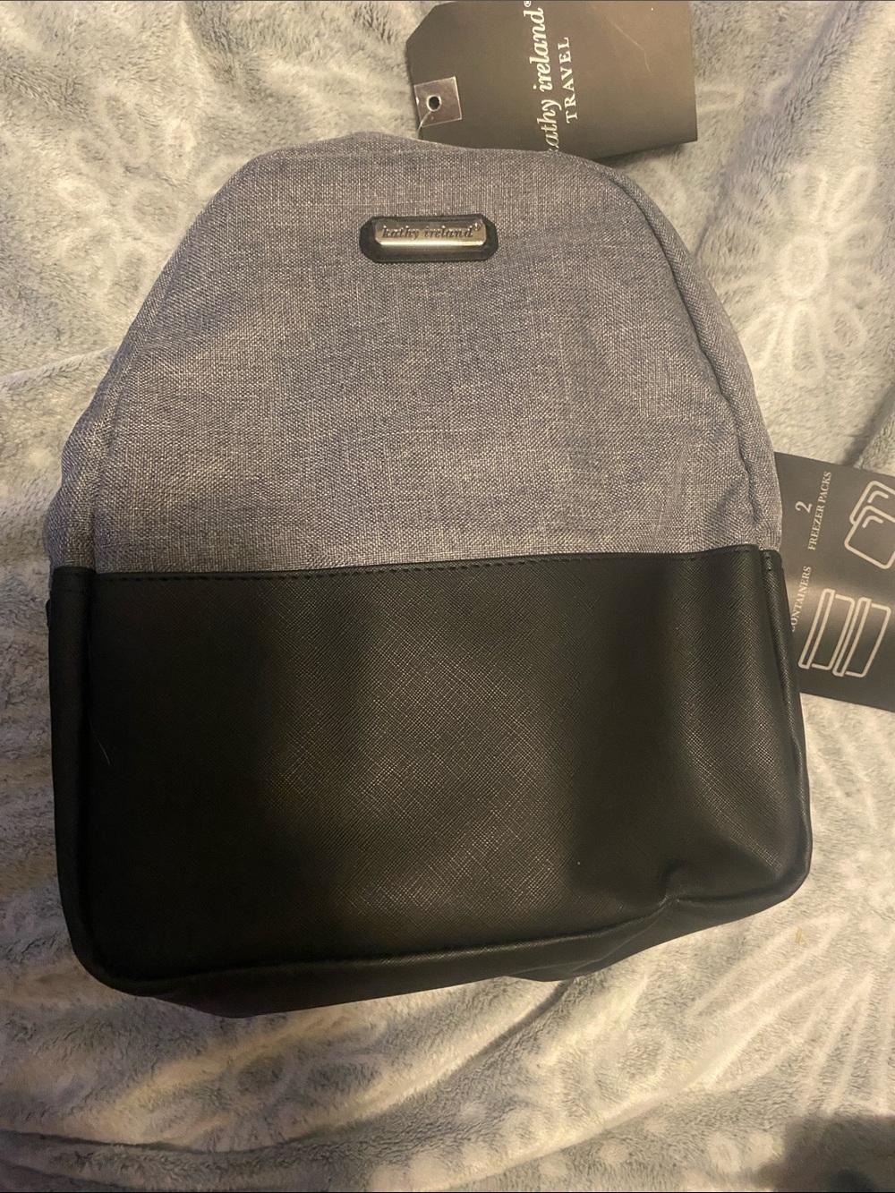 kathy ireland Gray and Black Travel Backpack with containers and ice pack